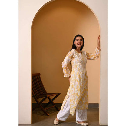 House Of Chikankari Fabiha Chikankari Mulmul Straight Kurta