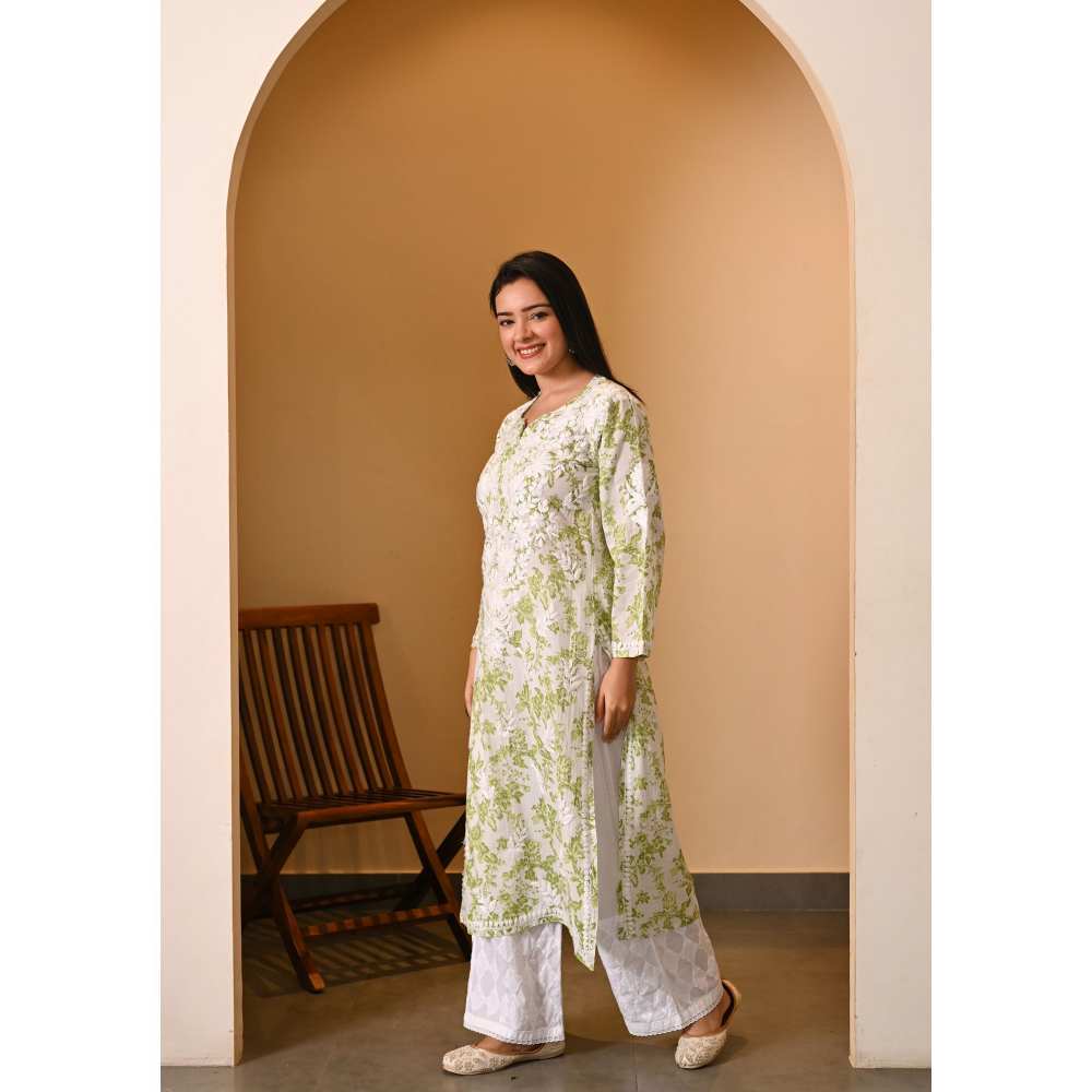 House Of Chikankari Fabiha Chikankari Mulmul Straight Kurta