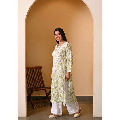 House Of Chikankari Fabiha Chikankari Mulmul Straight Kurta