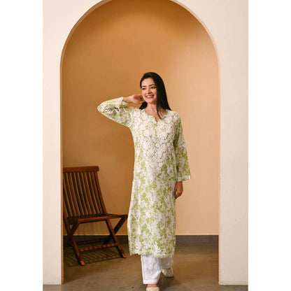 House Of Chikankari Fabiha Chikankari Mulmul Straight Kurta