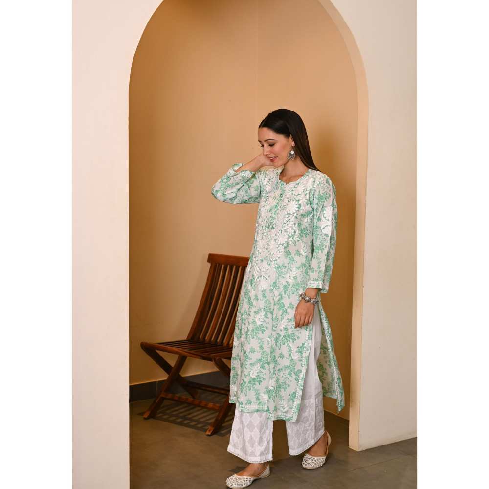House Of Chikankari Fabiha Chikankari Mulmul Straight Kurta
