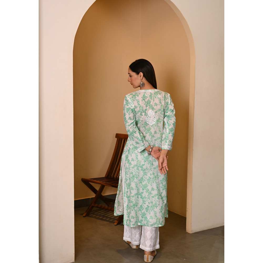 House Of Chikankari Fabiha Chikankari Mulmul Straight Kurta