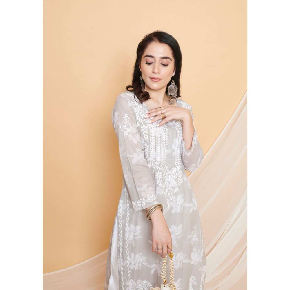 House Of Chikankari Tamara Chikankari Mulmul Straight Kurta