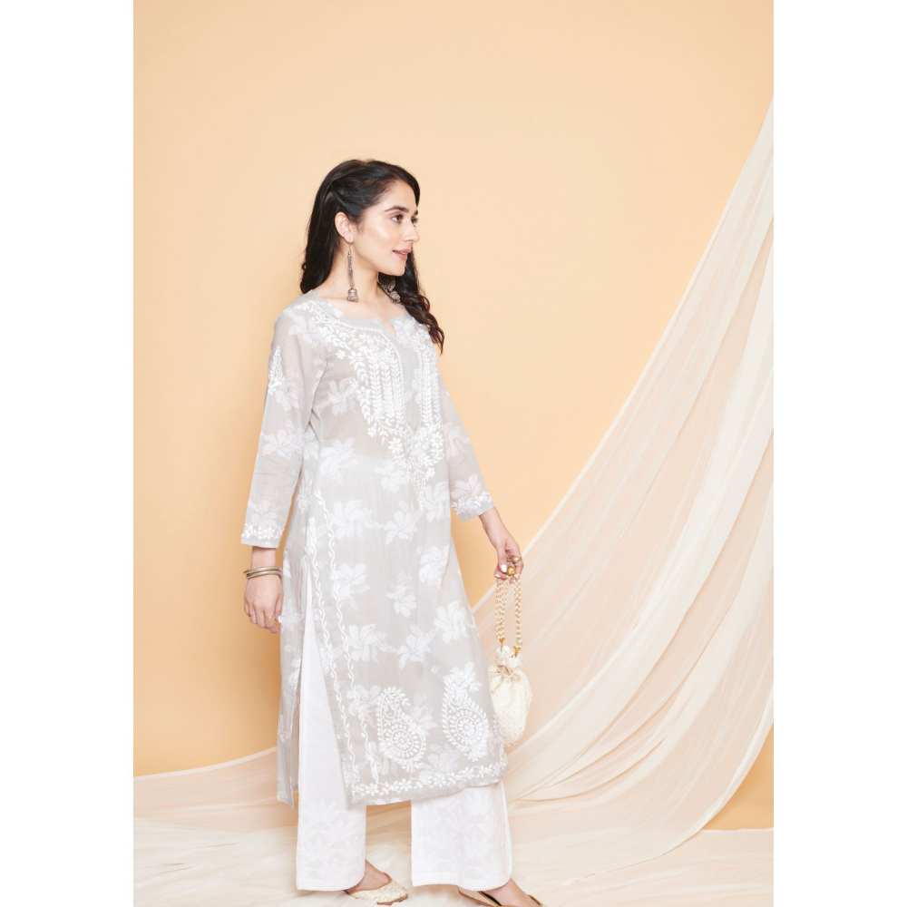 House Of Chikankari Tamara Chikankari Mulmul Straight Kurta