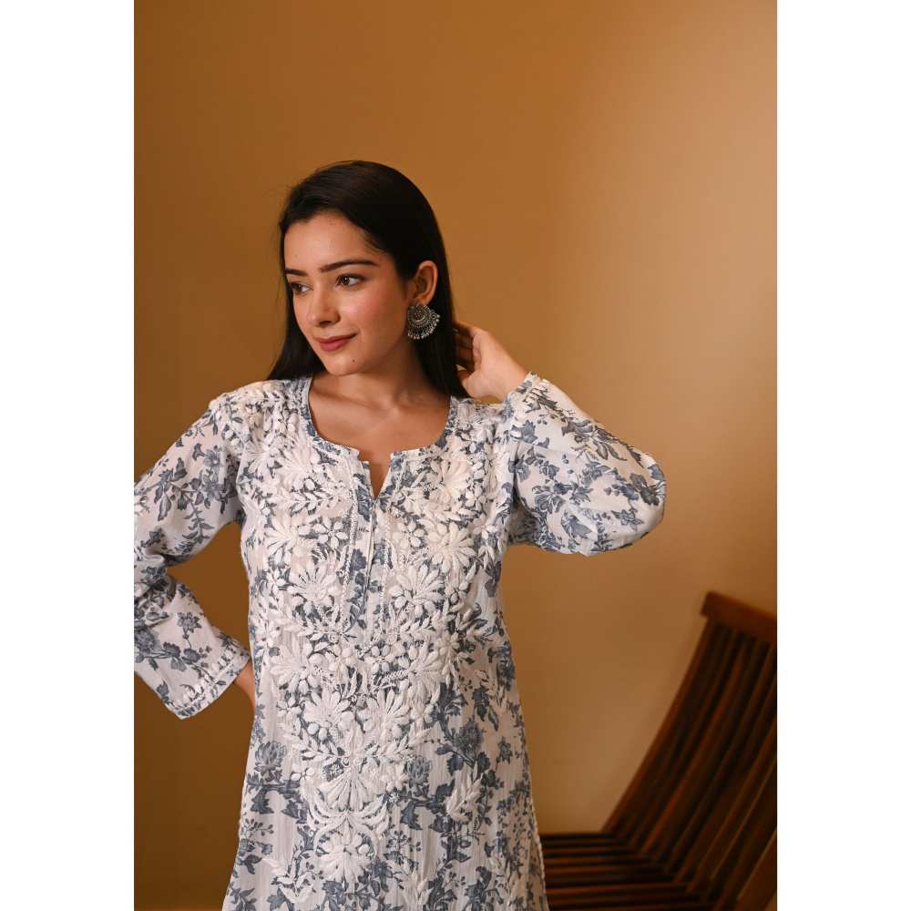 House Of Chikankari Fabiha Chikankari Mulmul Straight Kurta