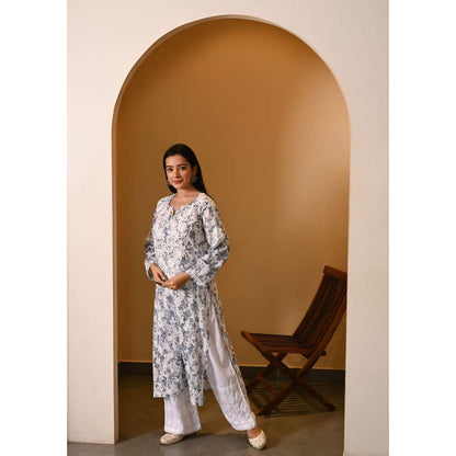 House Of Chikankari Fabiha Chikankari Mulmul Straight Kurta