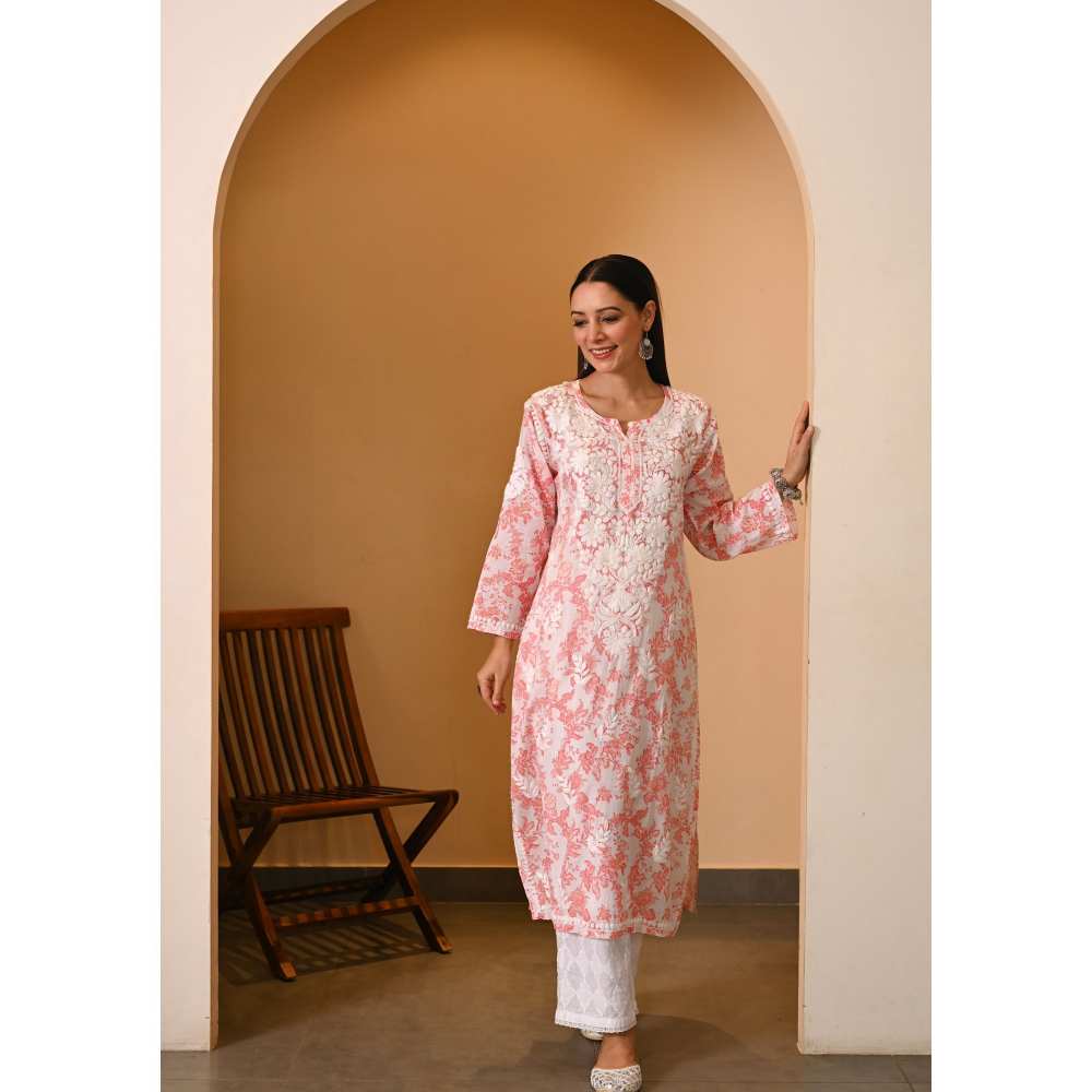 House Of Chikankari Fabiha Chikankari Mulmul Straight Kurta
