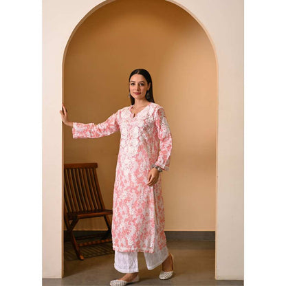 House Of Chikankari Fabiha Chikankari Mulmul Straight Kurta