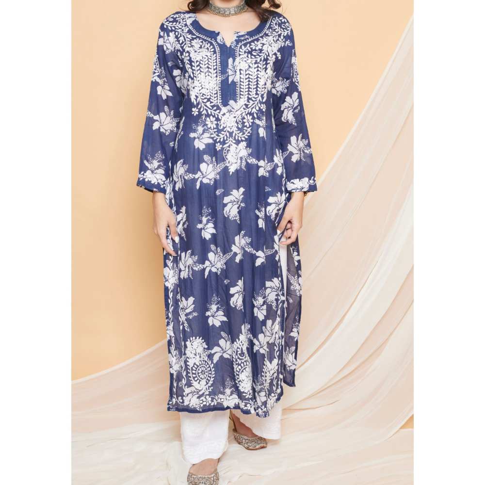 House Of Chikankari Tamara Chikankari Mulmul Straight Kurta