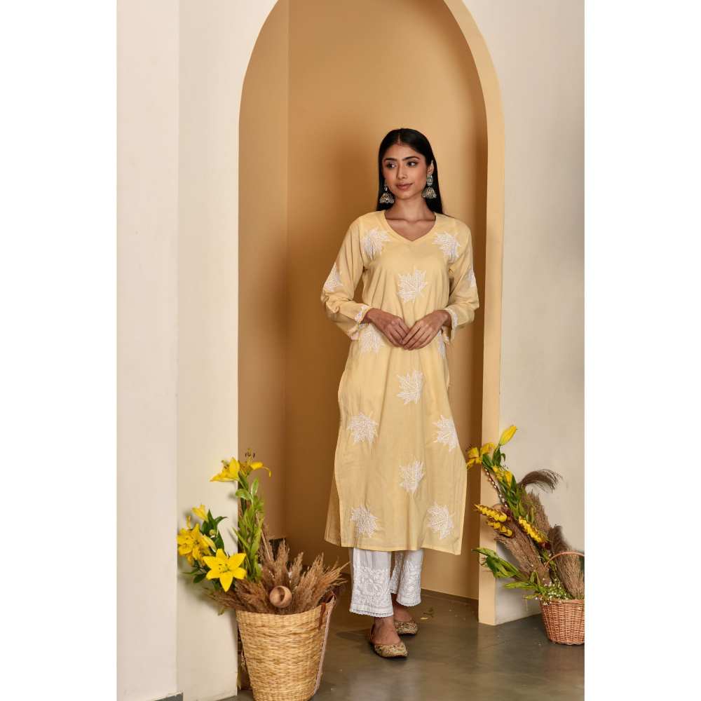 House Of Chikankari Adib Chikankari Cotton Straight Kurta