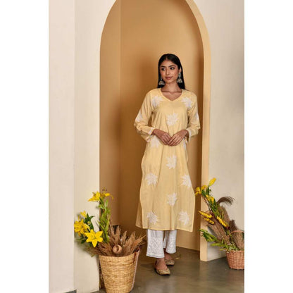 House Of Chikankari Adib Chikankari Cotton Straight Kurta