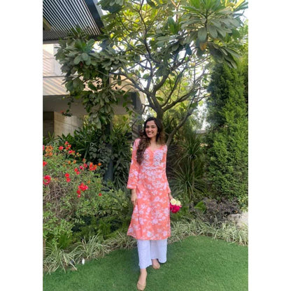 House Of Chikankari Zainab Chikankari Mulmul Straight Kurta