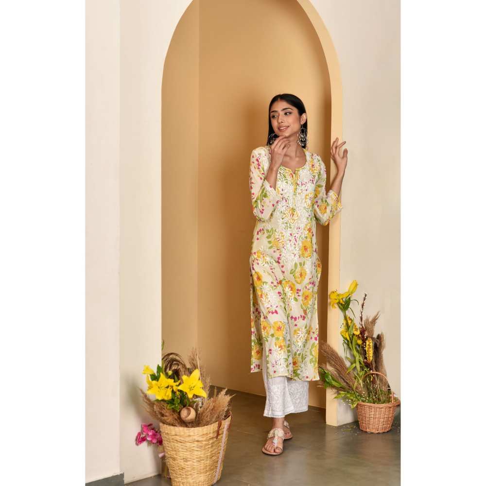 House Of Chikankari Iyada Chikankari Mulmul Straight Kurta