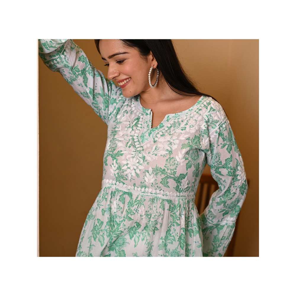 House Of Chikankari Fabiha Chikankari Mulmul Anarkali Short Kurta