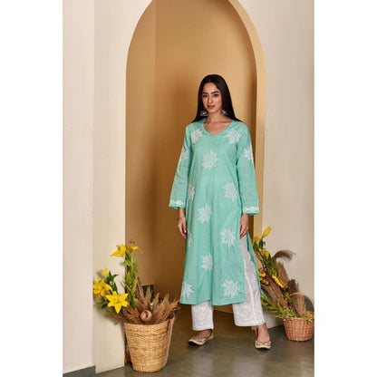 House Of Chikankari Adib Chikankari Cotton Straight Kurta