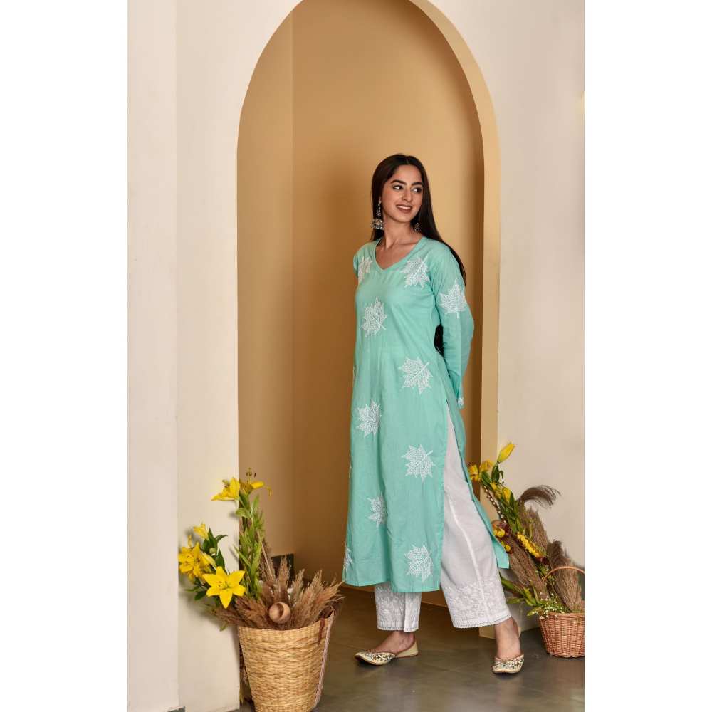 House Of Chikankari Adib Chikankari Cotton Straight Kurta