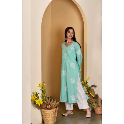 House Of Chikankari Adib Chikankari Cotton Straight Kurta