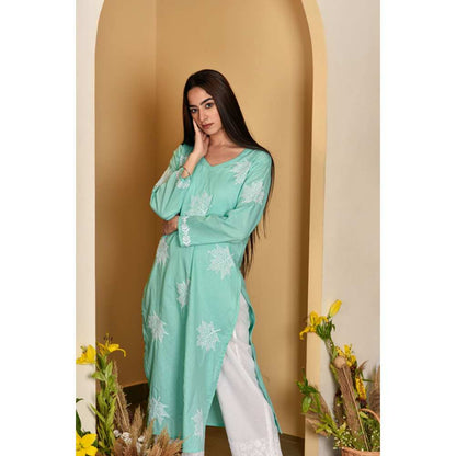 House Of Chikankari Adib Chikankari Cotton Straight Kurta