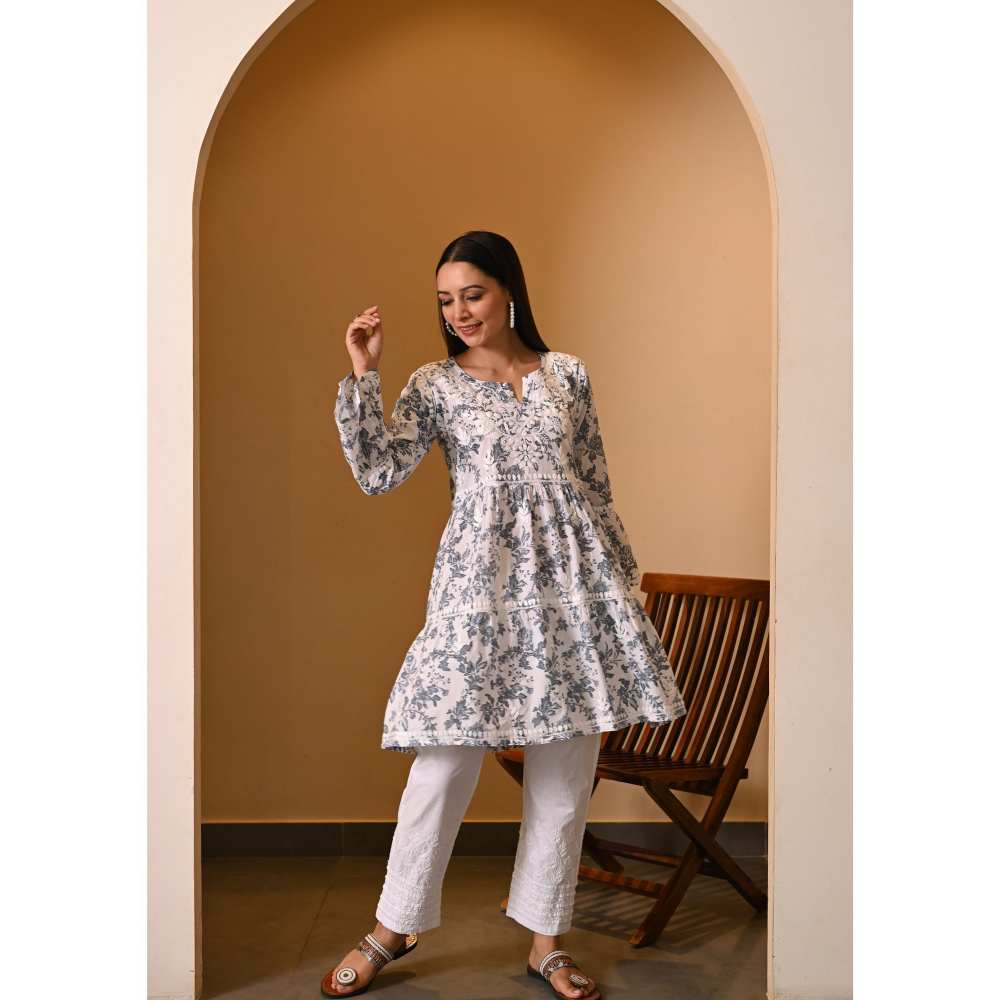 House Of Chikankari Fabiha Chikankari Mulmul Anarkali Short Kurta