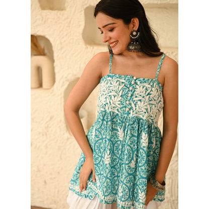 House Of Chikankari Aidah Chikankari Mulmul Sleeveless Short Kurti