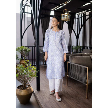 House Of Chikankari Nazm Chikankari Mulmul Straight Kurta