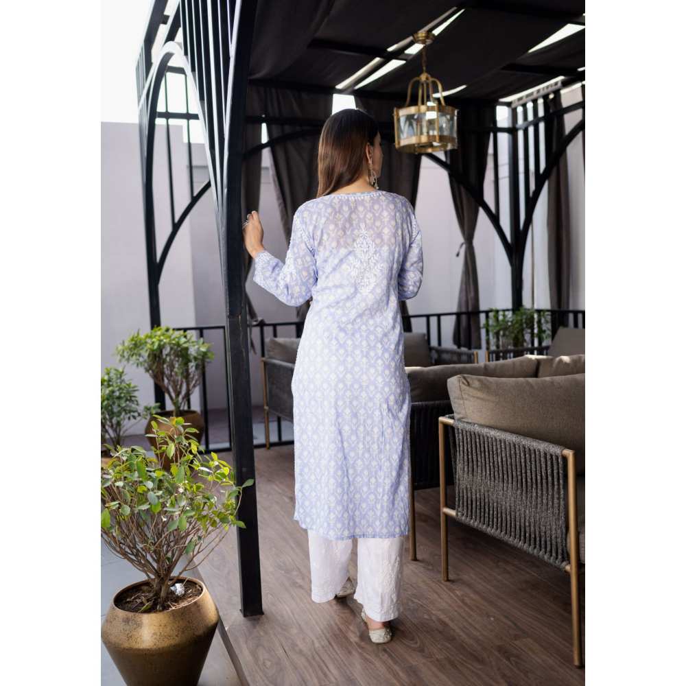 House Of Chikankari Nazm Chikankari Mulmul Straight Kurta