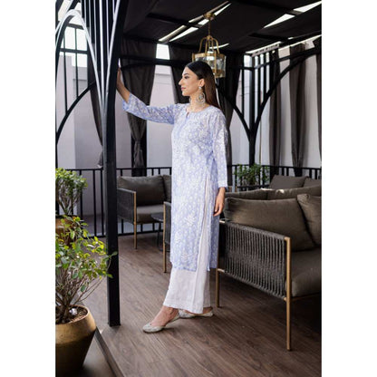House Of Chikankari Nazm Chikankari Mulmul Straight Kurta