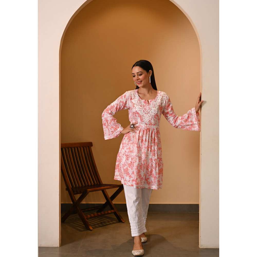 House Of Chikankari Fabiha Chikankari Mulmul Anarkali Short Kurta