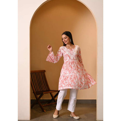 House Of Chikankari Fabiha Chikankari Mulmul Anarkali Short Kurta