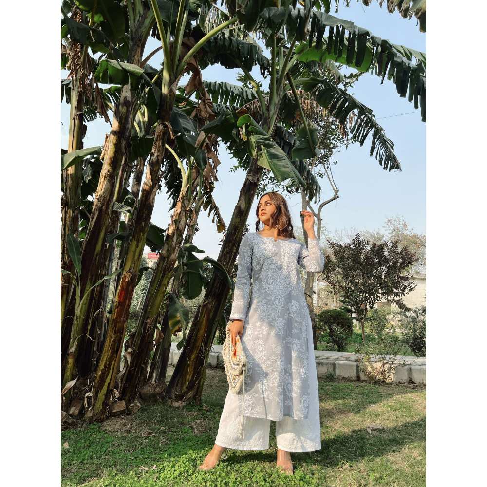 House Of Chikankari Zainab Chikankari Mulmul Straight Kurta