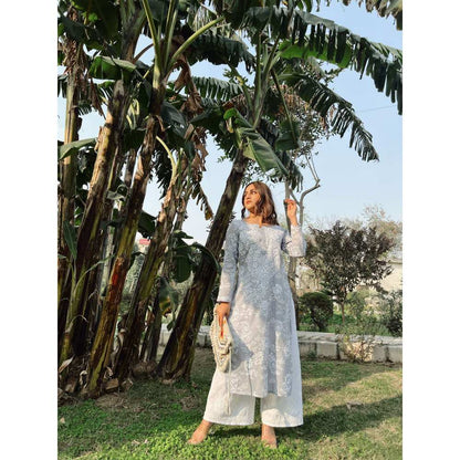 House Of Chikankari Zainab Chikankari Mulmul Straight Kurta