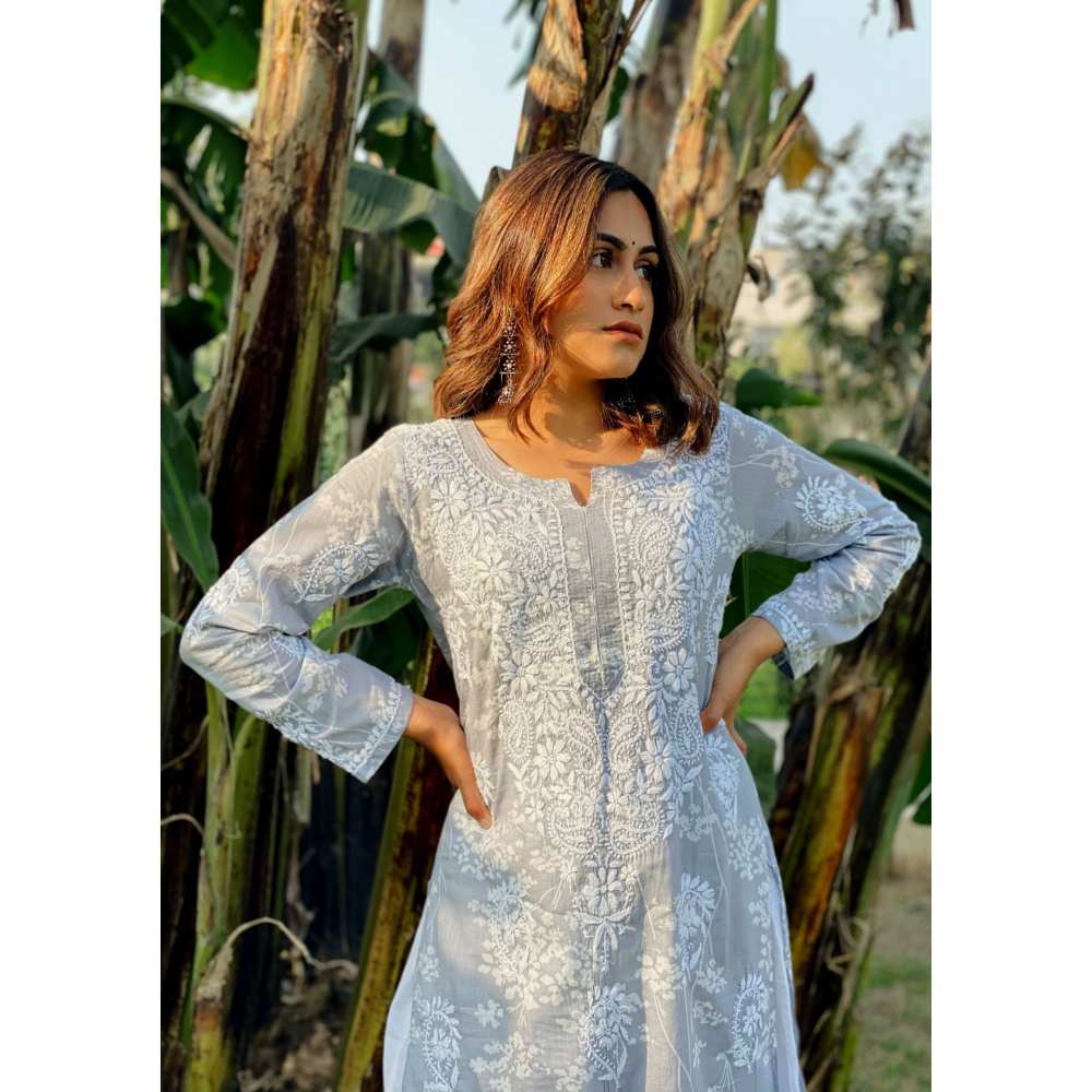 House Of Chikankari Zainab Chikankari Mulmul Straight Kurta