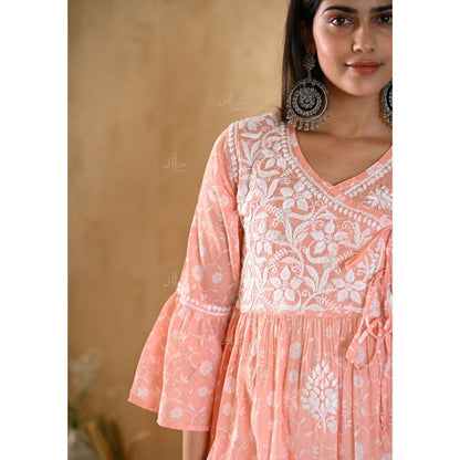 House Of Chikankari Nur Chikankari Mulmul Angrakha