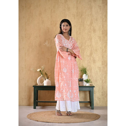 House Of Chikankari Nur Chikankari Mulmul Angrakha