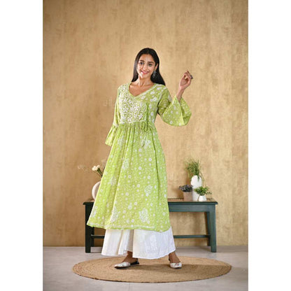 House Of Chikankari Nur Chikankari Mulmul Angrakha