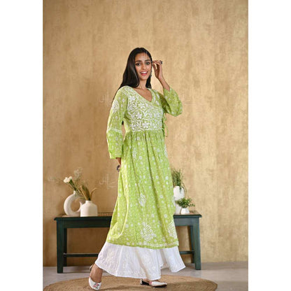 House Of Chikankari Nur Chikankari Mulmul Angrakha