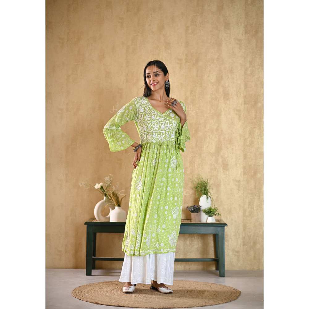 House Of Chikankari Nur Chikankari Mulmul Angrakha