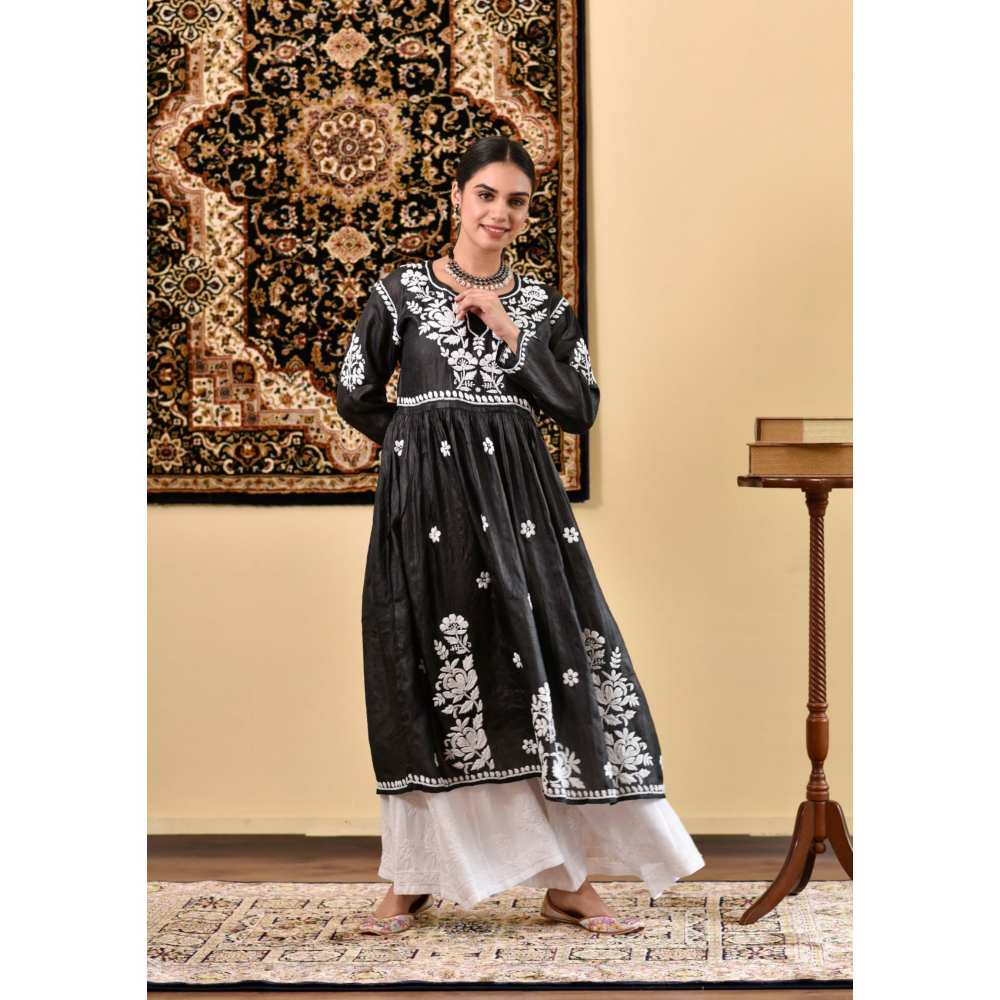 House Of Chikankari Masoom Chikankari Silk A-Line Kurta