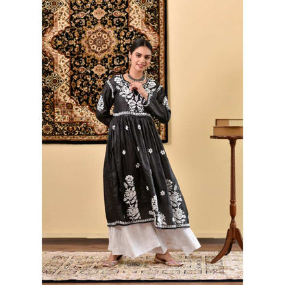 House Of Chikankari Masoom Chikankari Silk A-Line Kurta