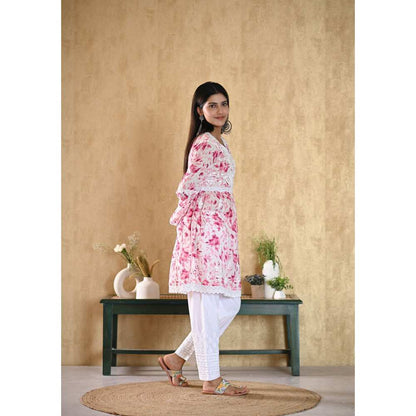 House Of Chikankari Juman Chikankari Mulmul A-Line Short Kurta