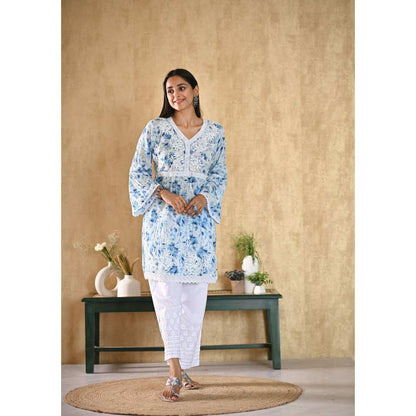 House Of Chikankari Juman Chikankari Mulmul A-Line Short Kurta