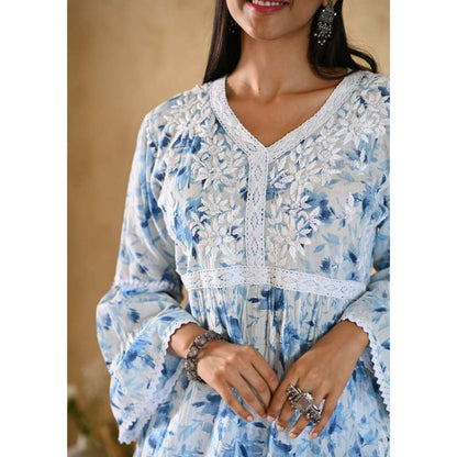 House Of Chikankari Juman Chikankari Mulmul A-Line Short Kurta