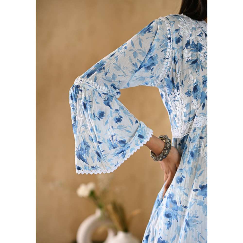 House Of Chikankari Juman Chikankari Mulmul A-Line Short Kurta