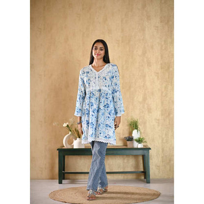House Of Chikankari Juman Chikankari Mulmul A-Line Short Kurta