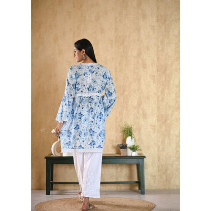 House Of Chikankari Juman Chikankari Mulmul A-Line Short Kurta