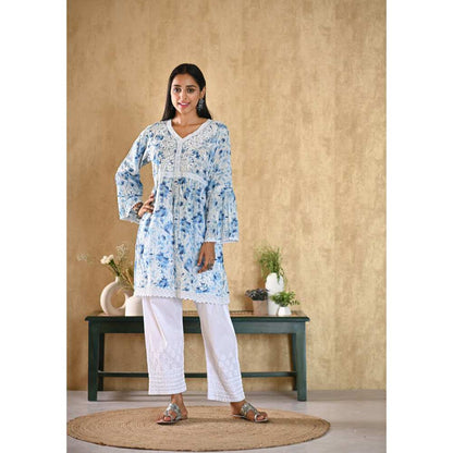 House Of Chikankari Juman Chikankari Mulmul A-Line Short Kurta