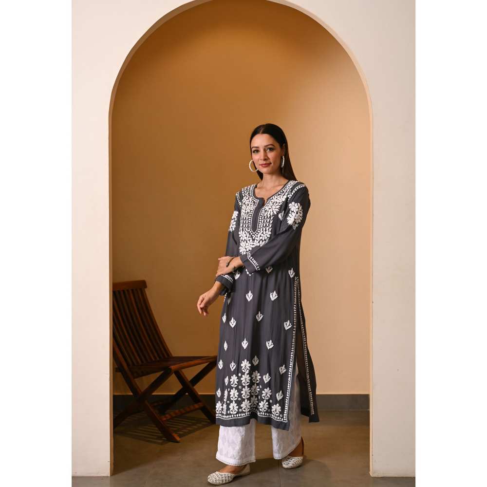 House Of Chikankari Eshal Chikankari Modal Straight Kurta