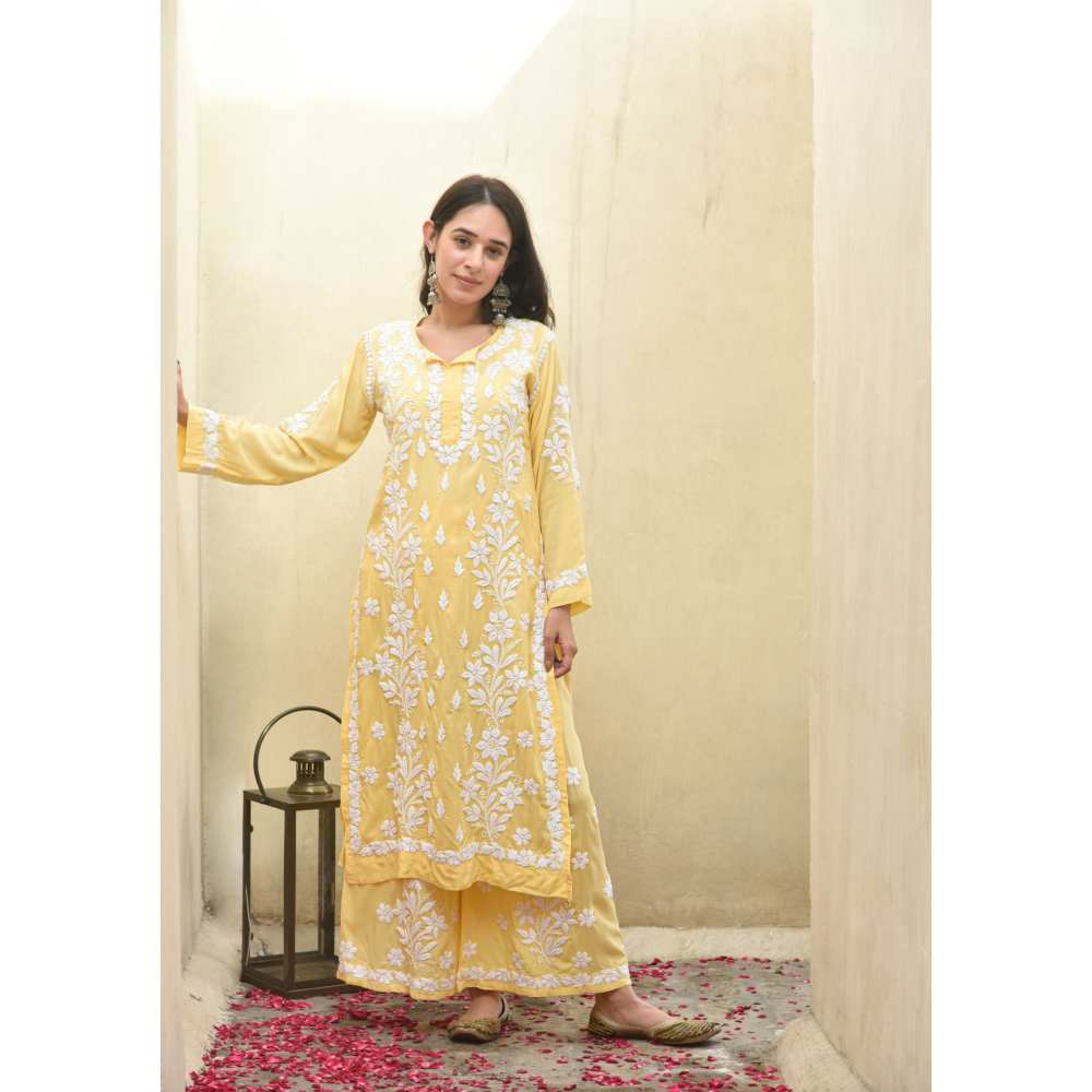 House Of Chikankari Malak Chikankari Modal Straight Kurta (Set of 2)