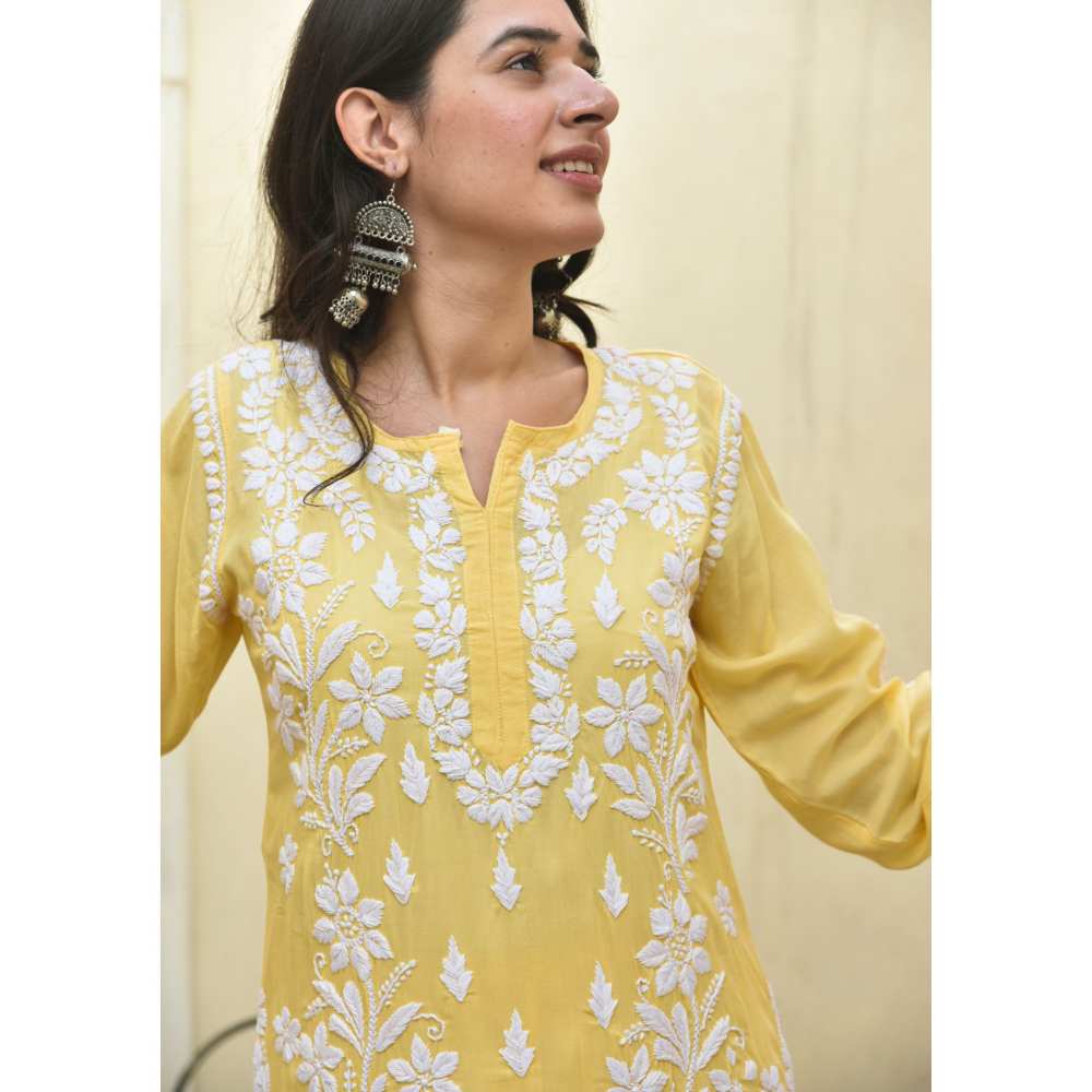 House Of Chikankari Malak Chikankari Modal Straight Kurta (Set of 2)