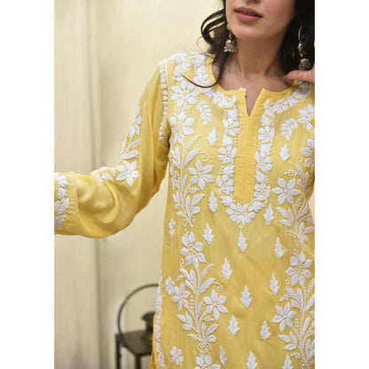 House Of Chikankari Malak Chikankari Modal Straight Kurta (Set of 2)